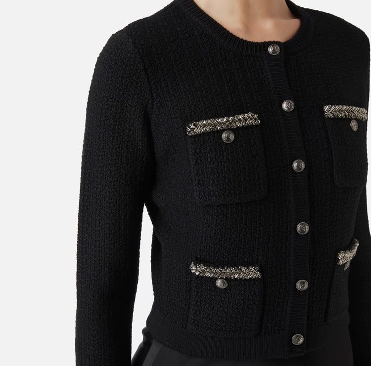 Cardigan in lana bouclé con ricamo MK17S47E2 Elisabetta Franchi