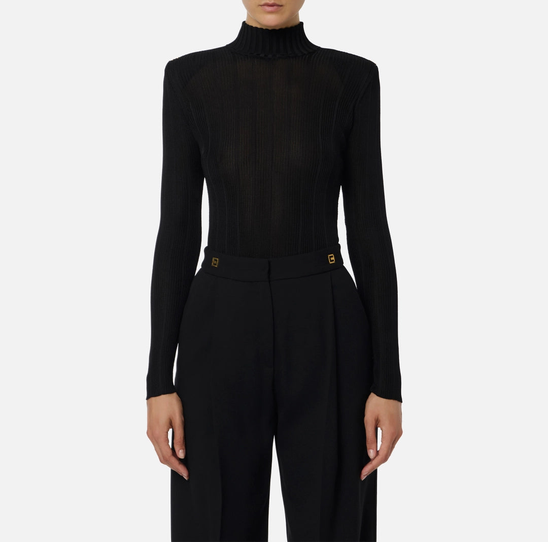 Maglia in filato di viscosa con dettagli logo MK22S56E2 Elisabetta Franchi