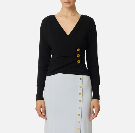 Maglia in misto cachemire con bottoni gioiello MK32S57E2 Elisabetta Franchi