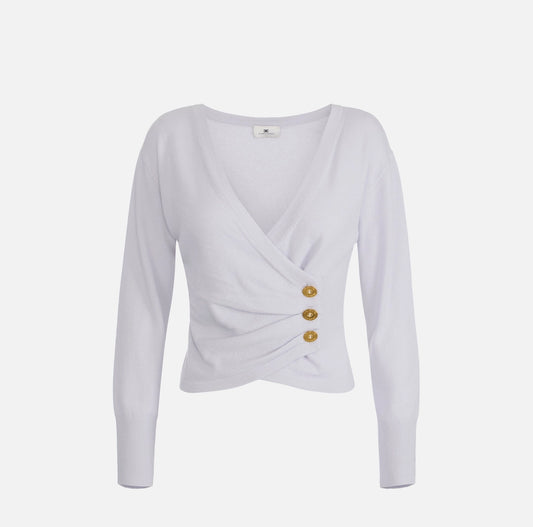 Maglia in misto cachemire con bottoni gioiello MK32S57E2 Elisabetta Franchi