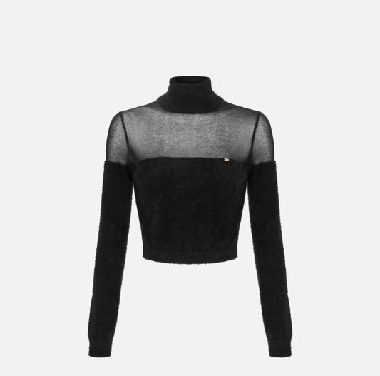 Dolcevita in maglia con logo gioiello MK54T57E2 Elisabetta Franchi