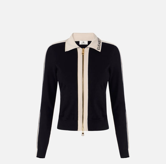 Giacca in maglia con bande in viscosa lucida MK66S61E2 Elisabetta Franchi