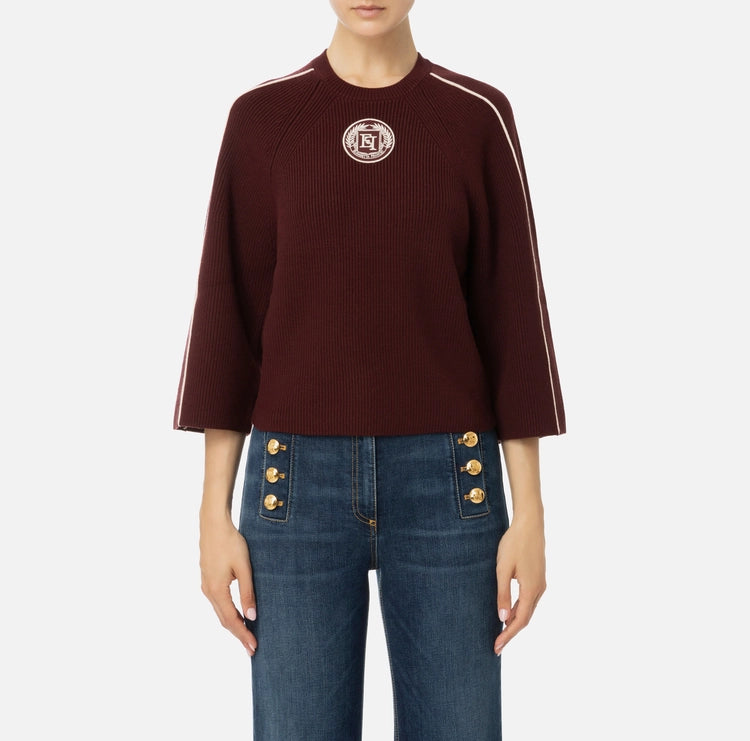 Maglia cropped in viscosa con patch logo MK70S46E2 Elisabetta Franchi