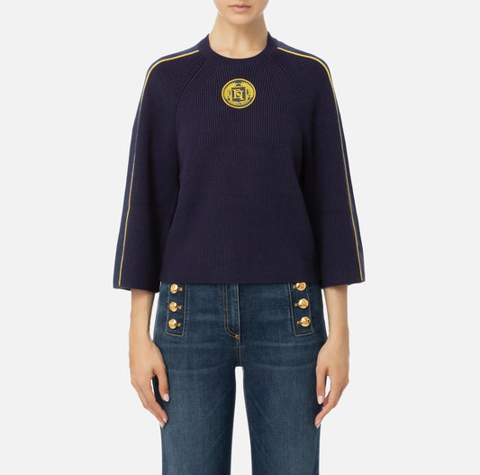 Maglia cropped in viscosa con patch logo MK70S46E2 Elisabetta Franchi