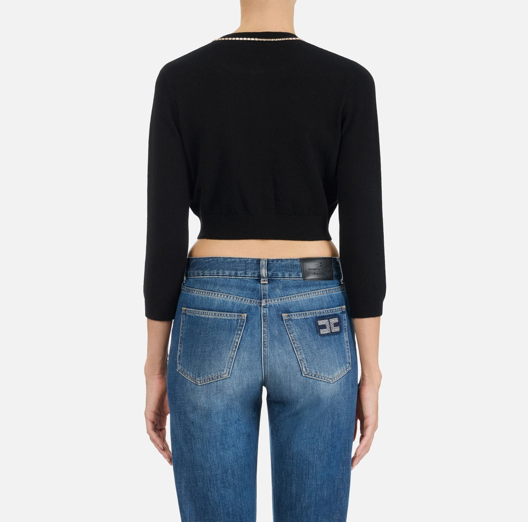 Cardigan in lana e cachemire con strass MK77S57E3 Elisabetta Franchi