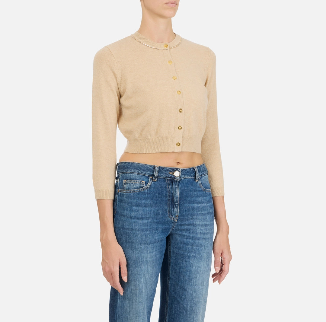 Cardigan in lana e cachemire con strass MK77S57E3 Elisabetta Franchi