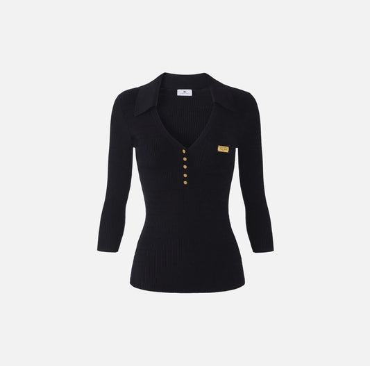 Polo in maglia a micro-trecce MK86B61E2 Elisabetta Franchi