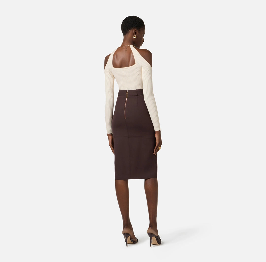 Top in maglia con dettaglio gioiello MK89S61E2 Elisabetta Franchi