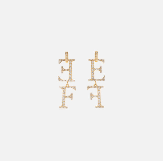 Orecchini in ottone con logo pendente OR17K52E2 Elisabetta Franchi