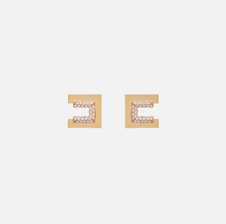 Orecchini logo con strass OR23A66E2 Elisabetta Franchi