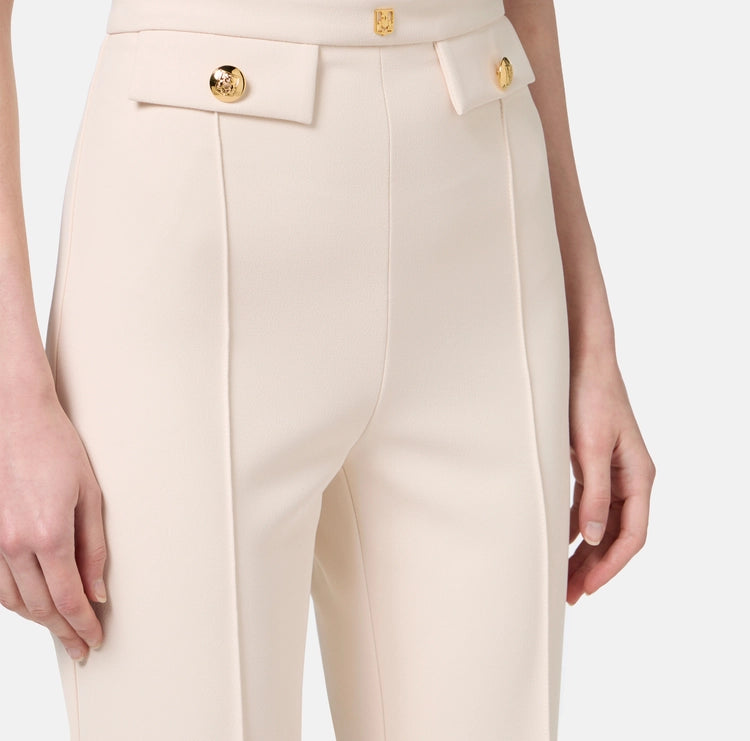 Pantalone palazzo in crêpe stretch con rivetto logo PA02546E2 Elisabetta Franchi