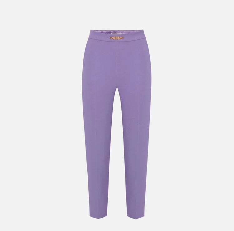 Pantalone dritto in crêpe stretch con morsetto Elisabetta Franchi