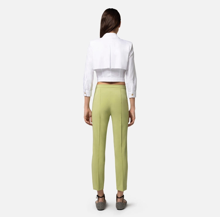 Pantalone dritto in tessuto tecnico bielastico con morsetto Elisabetta Franchi
