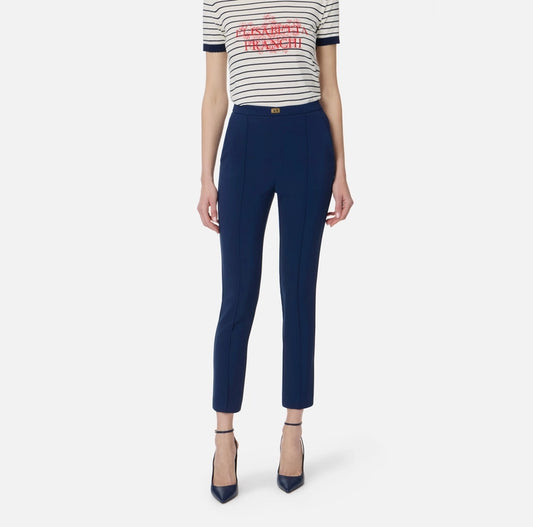 Pantaloni in crêpe con tasche e placca logo PA07651E2 Elisabetta Franchi