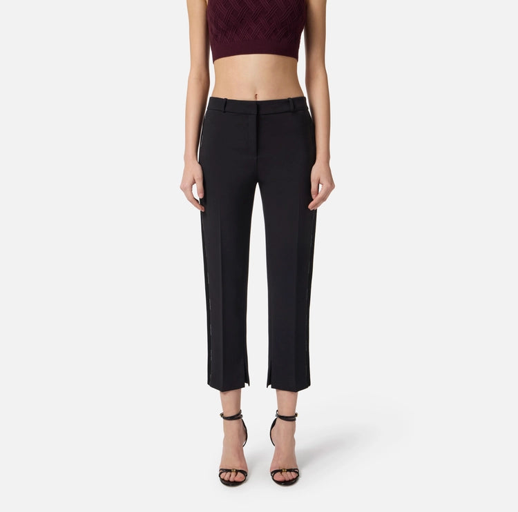 Pantaloni in crêpe leggero con dettagli smoking PA08856E2 Elisabetta Franchi