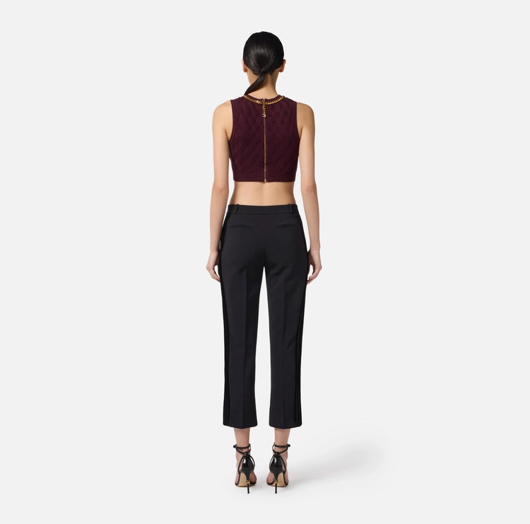 Pantaloni in crêpe leggero con dettagli smoking PA08856E2 Elisabetta Franchi