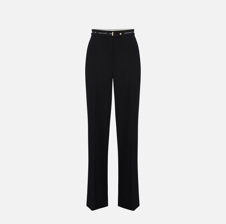 Pantaloni in crêpe leggero con nastro logo PA10356E2 Elisabetta Franchi