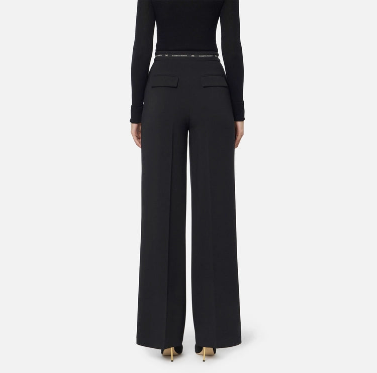 Pantaloni in crêpe leggero con nastro logo PA10356E2 Elisabetta Franchi