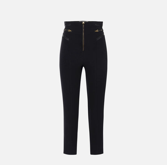Pantaloni in crêpe con dettagli zip PA11956E2 Elisabetta Franchi