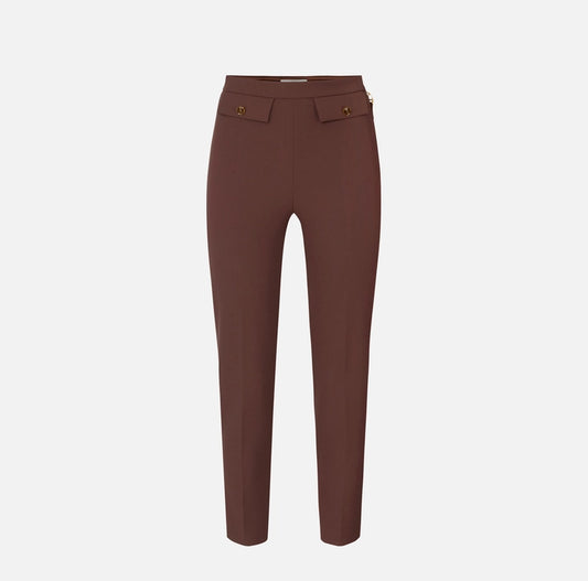Pantaloni in doppio crêpe coffee PA12056E2 Elisabetta Franchi
