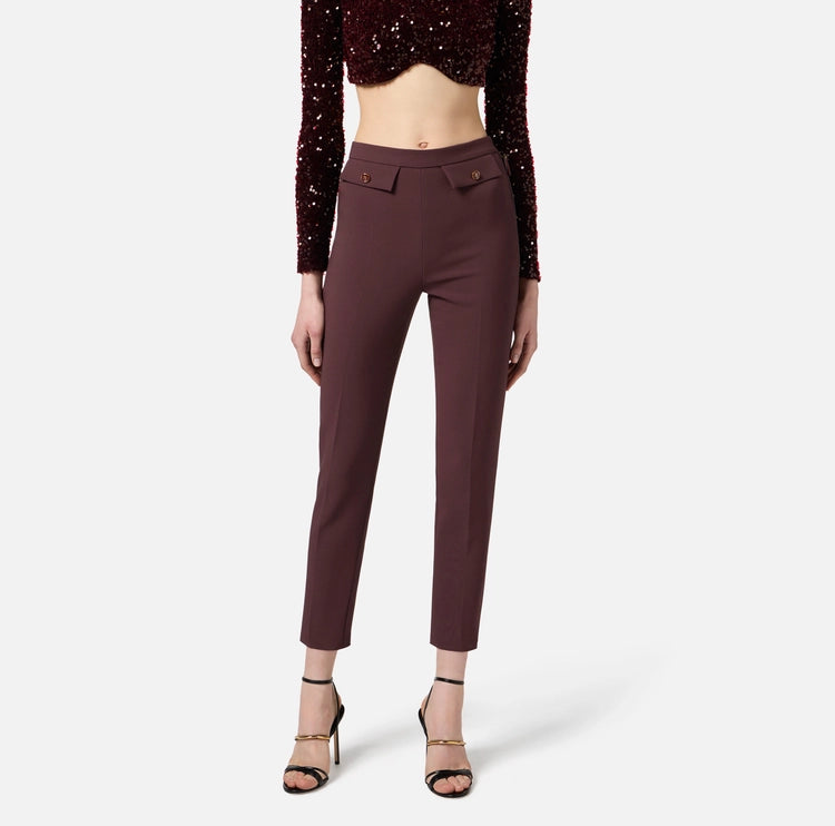 Pantaloni in doppio crêpe merlot PA12056E2 Elisabetta Franchi