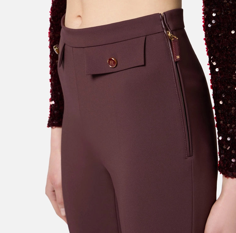 Pantaloni in doppio crêpe merlot PA12056E2 Elisabetta Franchi