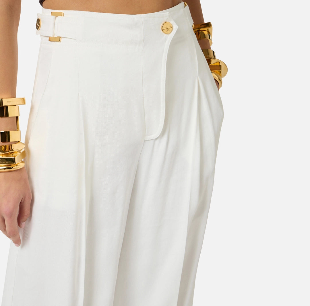 Pantaloni in misto lino con cinturini PA12762E2 Elisabetta Franchi