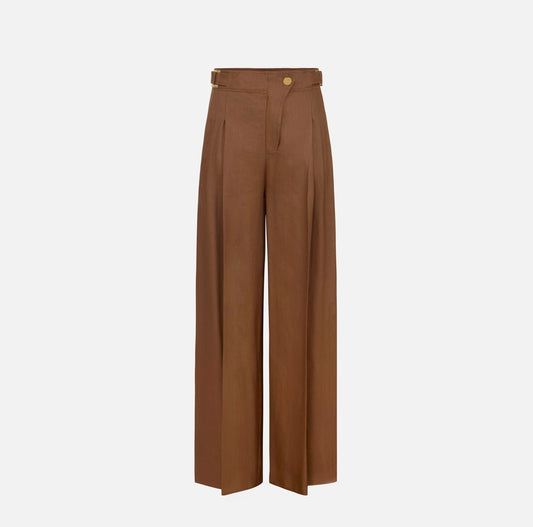 Pantaloni in misto lino con cinturini PA12762E2 Elisabetta Franchi