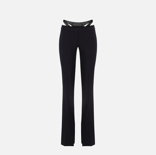 Pantaloni in crêpe leggero con cristalli PA12857E2 Elisabetta Franchi