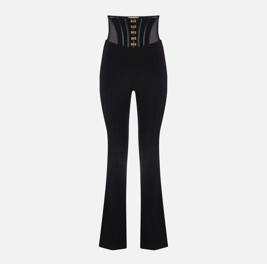Pantaloni in crêpe leggero con ganci gioiello PA13257E2 Elisabetta Franchi