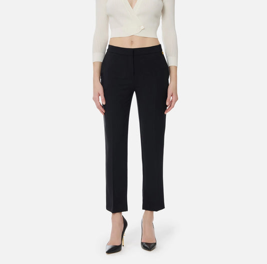 Pantaloni in crêpe leggero con logo charm PA16661E2 Elisabetta Franchi