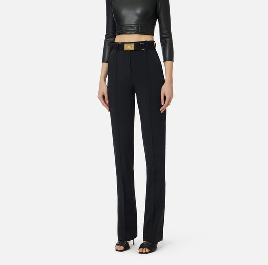 Pantaloni in tessuto tecnico bielastico con cintura PA17261E2 Elisabetta Franchi