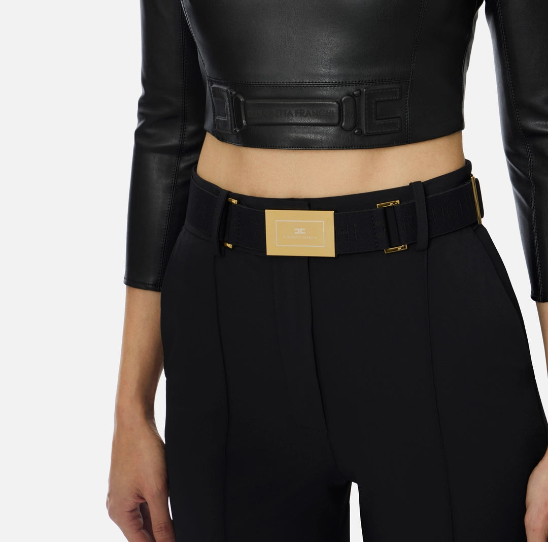 Pantaloni in tessuto tecnico bielastico con cintura PA17261E2 Elisabetta Franchi