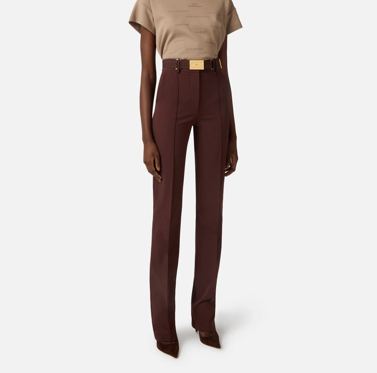 Pantaloni in tessuto tecnico bielastico con cintura PA17261E2 Elisabetta Franchi
