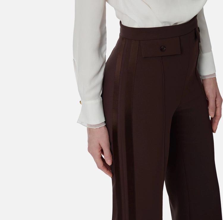 Pantaloni in crêpe leggero e raso PA18362E2 Elisabetta Franchi