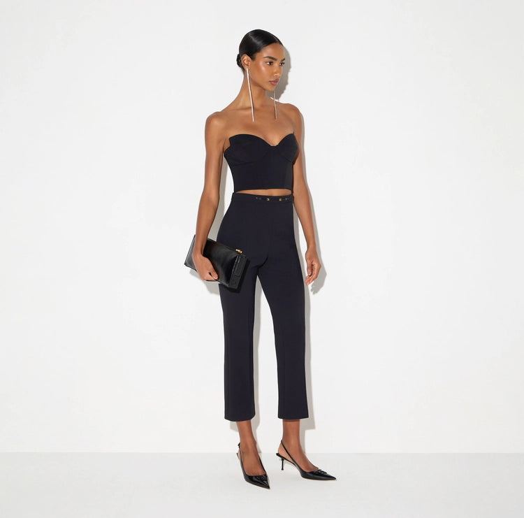 Pantaloni in doppio crêpe stretch con dettaglio gioiello PA19866E2 Elisabetta Franchi