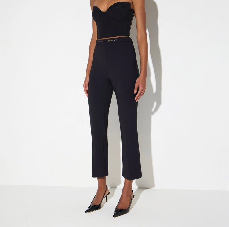Pantaloni in doppio crêpe stretch con dettaglio gioiello PA19866E2 Elisabetta Franchi