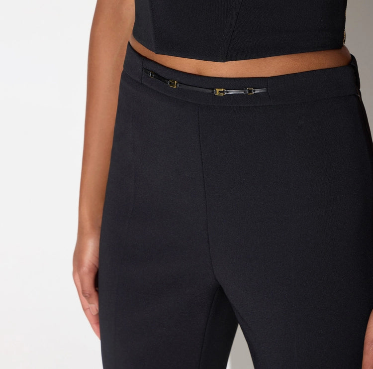 Pantaloni in doppio crêpe stretch con dettaglio gioiello PA19866E2 Elisabetta Franchi