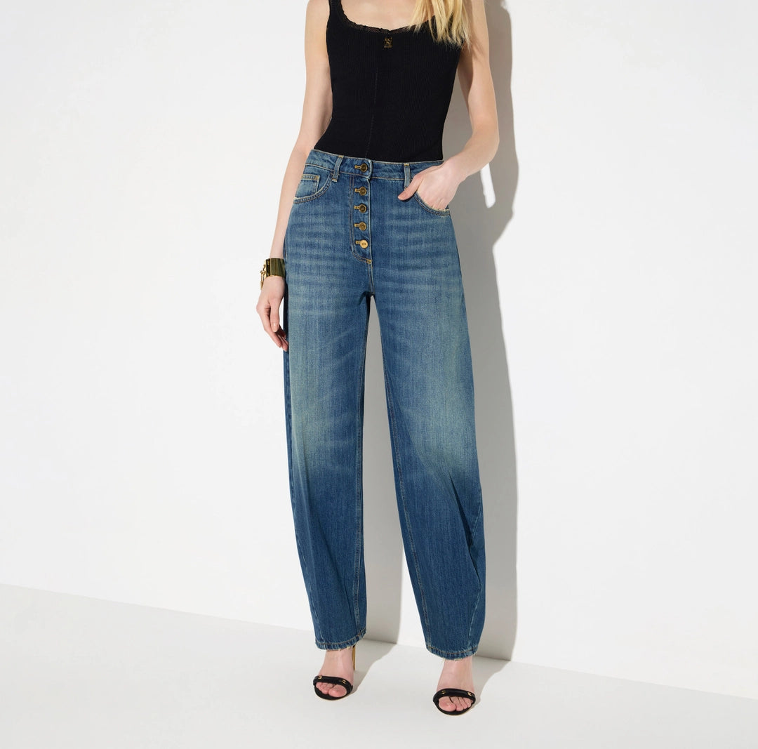 Jeans balloon con bottoni gioiello PJ10D66E2 Elisabetta Franchi