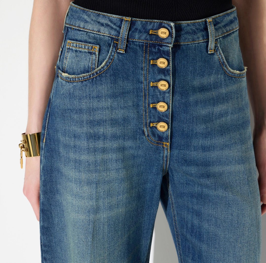 Jeans balloon con bottoni gioiello PJ10D66E2 Elisabetta Franchi