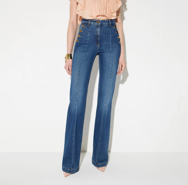 Jeans a palazzo con bottoniera PJ12D66E2 Elisabetta Franchi