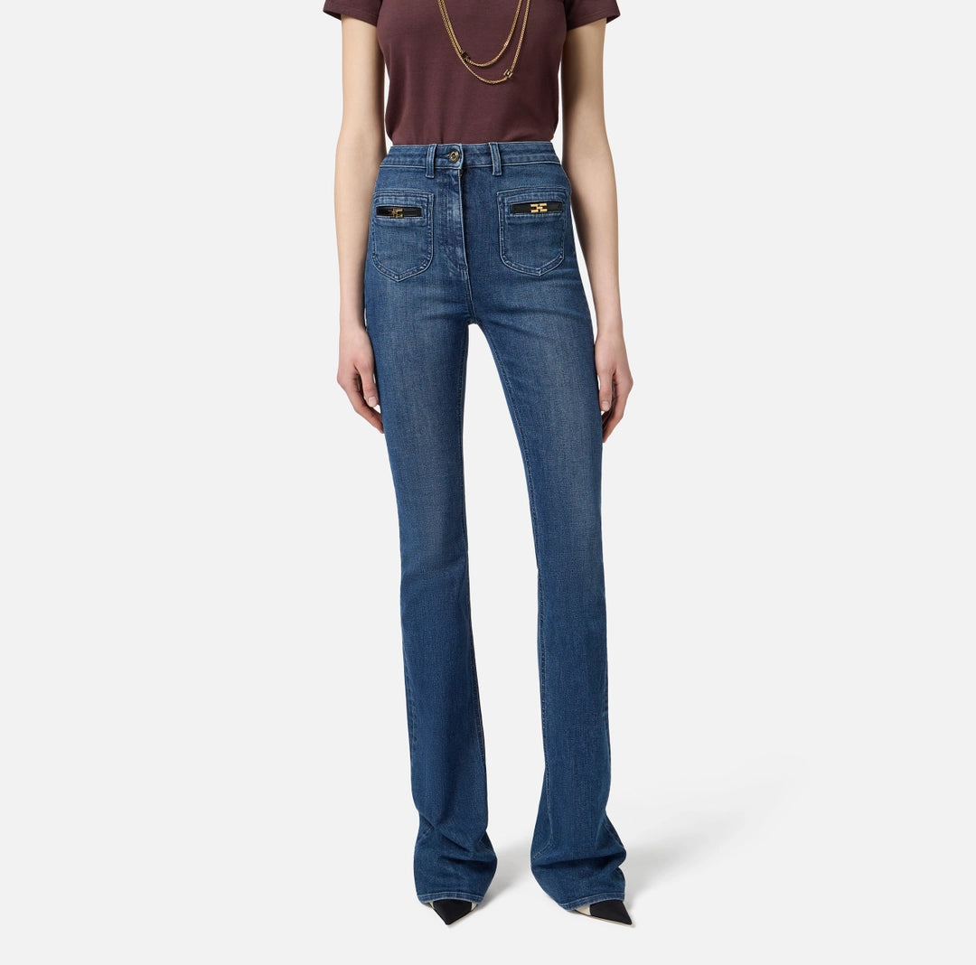 Jeans con logo gioiello PJ12N56E2 Elisabetta Franchi