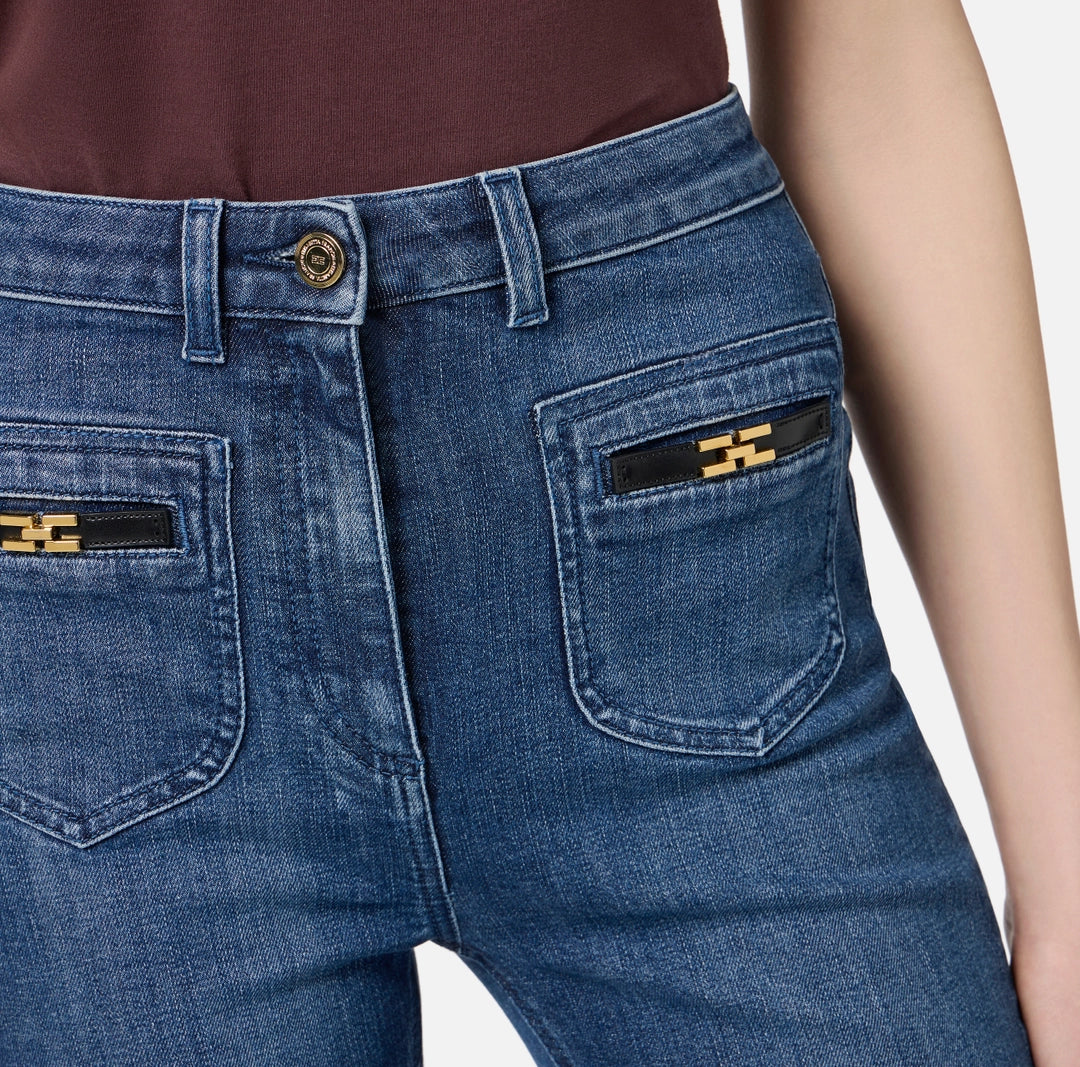 Jeans con logo gioiello PJ12N56E2 Elisabetta Franchi