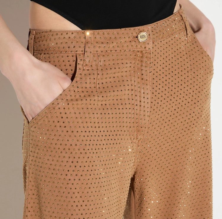 Jeans balloon in denim con strass PJ16D66E2 Elisabetta Franchi