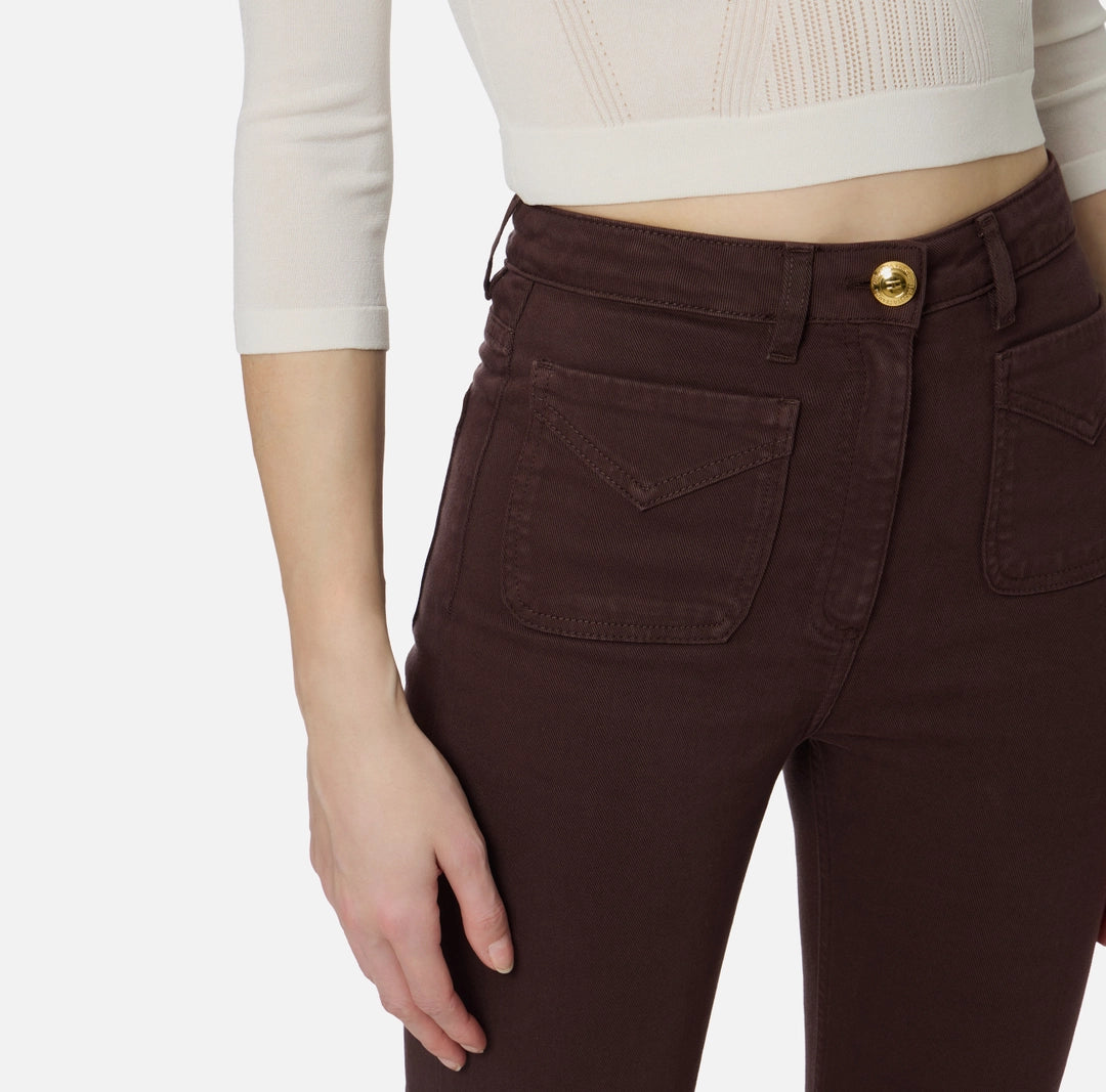 Jeans a zampa con taschini PJ22N61E2 Elisabetta Franchi
