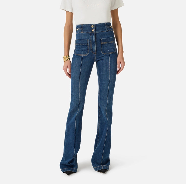 Jeans a zampetta con dettagli logo PJ26D61E2 Elisabetta Franchi