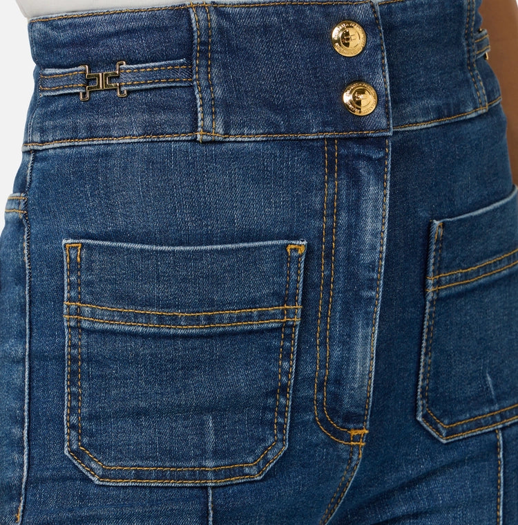 Jeans a zampetta con dettagli logo PJ26D61E2 Elisabetta Franchi
