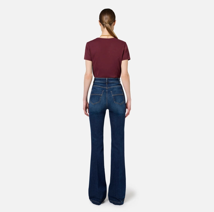 Jeans a zampa in cotone stretch con nervature PJ27D46E2 Elisabetta Franchi