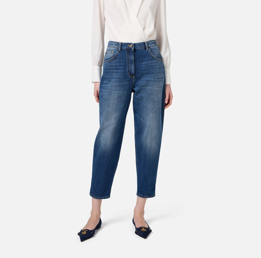 Jeans boyfriend in cotone stretch con risvolto PJ72D46E2 Elisabetta Franchi