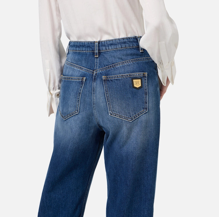 Jeans boyfriend in cotone stretch con risvolto PJ72D46E2 Elisabetta Franchi